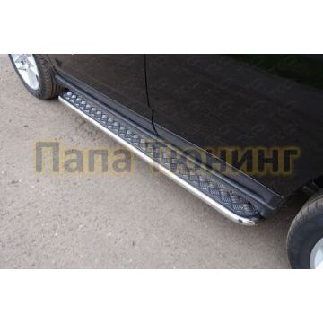 Пороги с площадкой алюминиевый лист 42 мм ТСС для Jeep Compass 2013-