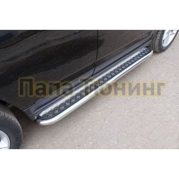 Пороги с площадкой алюминиевый лист 60 мм ТСС для Jeep Compass 2013-