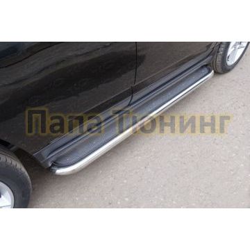 Пороги с площадкой нержавеющий лист 60 мм ТСС для Jeep Compass 2013-