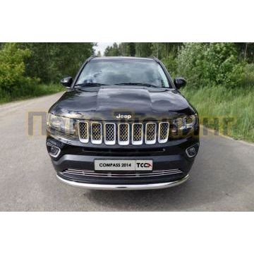 Накладка решётки радиатора 12 мм ТСС для Jeep Compass 2013-