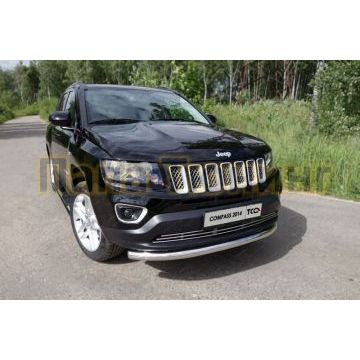 Защита переднего бампера 60 мм ТСС для Jeep Compass 2013-