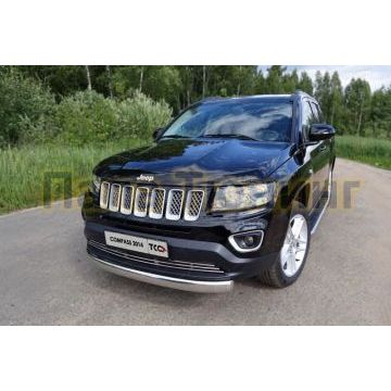 Защита передняя овальная 75-42 мм ТСС для Jeep Compass 2013-