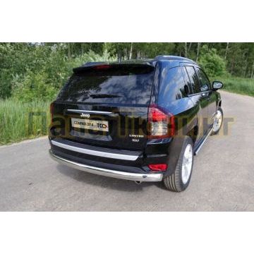 Защита заднего бампера овальная 75-42 мм ТСС для Jeep Compass 2013-