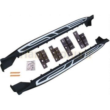 Пороги алюминиевые серебристые с логотипом OEM Tuning для Jeep Grand Cherokee 2010-