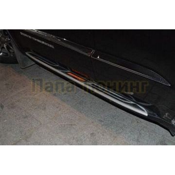 Пороги алюминиевые серебристые с логотипом OEM Tuning для Jeep Grand Cherokee 2010-