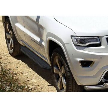 Пороги алюминиевые Rival Black-Premium для Jeep Grand Cherokee 2010-2018