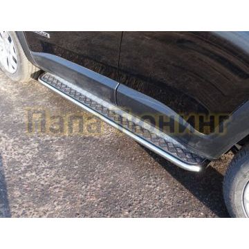 Пороги с площадкой алюминиевый лист 42 мм ТСС для Jeep Renegade 2015- Пороги с площадкой алюминиевый лист 42 мм ТСС для Jeep Renegade 2015-