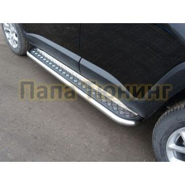 Пороги с площадкой алюминиевый лист 60 мм ТСС для Jeep Renegade 2015- Пороги с площадкой алюминиевый лист 60 мм ТСС для Jeep Renegade 2015-
