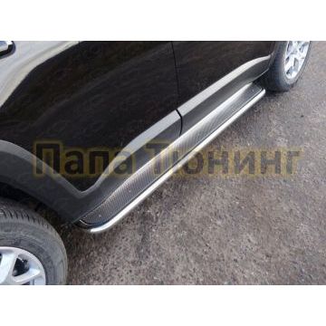 Пороги с площадкой нержавеющий лист 42 мм ТСС для Jeep Renegade 2015- Пороги с площадкой нержавеющий лист 42 мм ТСС для Jeep Renegade 2015-