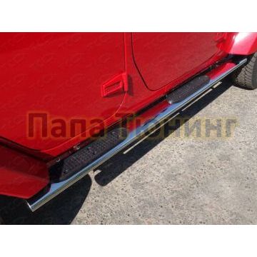 Пороги труба овальная с накладками 120х60 мм ТСС для Jeep Wrangler 5D 2010-2018