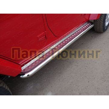 Пороги с площадкой алюминиевый лист 60 мм ТСС для Jeep Wrangler 5D 2010-2018