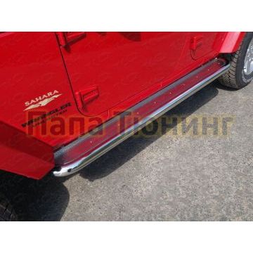 Пороги с площадкой нержавеющий лист 60 мм ТСС для Jeep Wrangler 5D 2010-2018