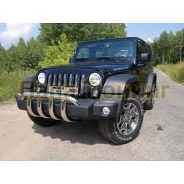 Защита переднего бампера кенгурин 60 мм ТСС для Jeep Wrangler 3D 2010-2018