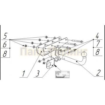Фаркоп Bozal 3100/90 для Jeep Wrangler (JK) SUV 2007-/Jeep Wrangler (JL) SUV 2018-