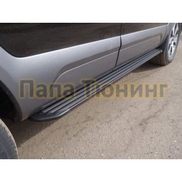 Пороги алюминиевые черные ТСС для Kia Mohave 2016-2020 Пороги алюминиевые черные ТСС для Kia Mohave 2016-2020