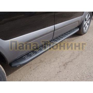 Пороги алюминиевые с накладкой ТСС чёрные для Kia Mohave 2016-2020 Пороги алюминиевые с накладкой ТСС чёрные для Kia Mohave 2016-2020