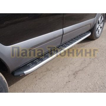 Пороги алюминиевые с накладкой ТСС серебристые для Kia Mohave 2016-2020 Пороги алюминиевые с накладкой ТСС серебристые для Kia Mohave 2016-2020