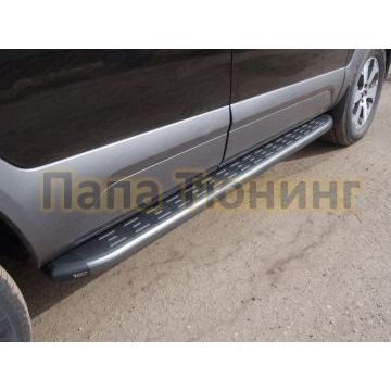 Пороги алюминиевые с накладкой ТСС серые для Kia Mohave 2016-2020 Пороги алюминиевые с накладкой ТСС серые для Kia Mohave 2016-2020