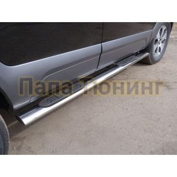 Пороги труба овальная с накладками 120х60 мм ТСС для Kia Mohave 2016-2020 Пороги труба овальная с накладками 120х60 мм ТСС для Kia Mohave 2016-2020