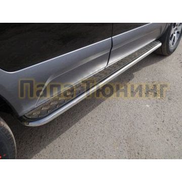 Пороги с площадкой алюминиевый лист 42 мм ТСС для Kia Mohave 2016-2020 Пороги с площадкой алюминиевый лист 42 мм ТСС для Kia Mohave 2016-2020