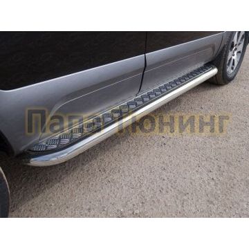 Пороги с площадкой алюминиевый лист 60 мм ТСС для Kia Mohave 2016-2020 Пороги с площадкой алюминиевый лист 60 мм ТСС для Kia Mohave 2016-2020