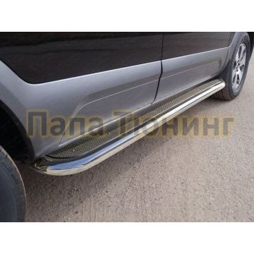 Пороги с площадкой нержавеющий лист 60 мм ТСС для Kia Mohave 2016-2020 Пороги с площадкой нержавеющий лист 60 мм ТСС для Kia Mohave 2016-2020