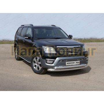 Защита передняя двойная 76-75 мм ТСС для Kia Mohave 2016-2020 Защита передняя двойная 76-75 мм ТСС для Kia Mohave 2016-2020