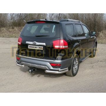 Защита задняя двойные уголки 76-42 мм ТСС для Kia Mohave 2016-2020 Защита задняя двойные уголки 76-42 мм ТСС для Kia Mohave 2016-2020