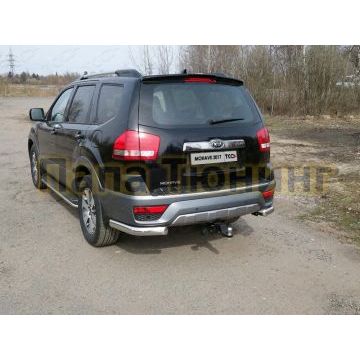 Защита задняя овальные уголки 75х42 мм ТСС для Kia Mohave 2016-2020 Защита задняя овальные уголки 75х42 мм ТСС для Kia Mohave 2016-2020