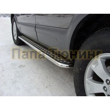 Пороги с площадкой алюминиевый лист 42 мм ТСС для Kia Mohave 2008-2016 Пороги с площадкой алюминиевый лист 42 мм ТСС для Kia Mohave 2008-2016