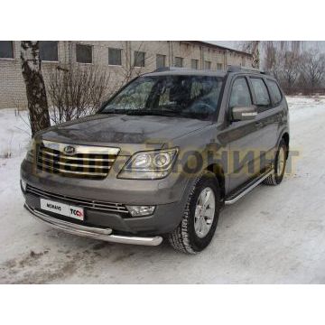 Защита передняя двойная 76-50 мм ТСС для Kia Mohave 2008-2016 Защита передняя двойная 76-50 мм ТСС для Kia Mohave 2008-2016