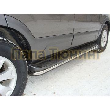 Защита штатных порогов 42 мм ТСС для Kia Mohave 2008-2016