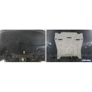 Защита картера + КПП алюминий 4 мм Rival для Kia Optima, V - 2.0(150л.с.) АКПП; 2.4(188л.с.) 2018-/Kia Optima, V - 2.0(150л.с.); 2.4(188л.с.); 2.0T(245л.с.) 2016-2018