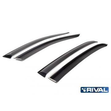 Дефлекторы окон Rival акрил 4 штуки на хетчбек 5 дверей для Kia Rio X-line 2017-