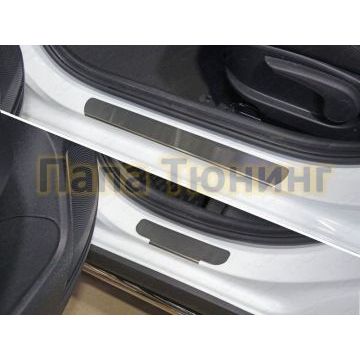 Накладки на пороги шлифованный лист 4 штуки ТСС для Kia Rio X-line 2017- Накладки на пороги шлифованный лист 4 штуки ТСС для Kia Rio X-line 2017-