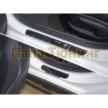 Накладки на пороги зеркальный лист 4 штуки ТСС для Kia Rio X-line 2017- Накладки на пороги зеркальный лист 4 штуки ТСС для Kia Rio X-line 2017-