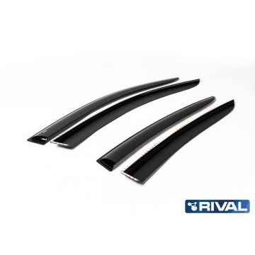 Дефлекторы окон Rival поликарбонат 4 штуки на седан для Kia Rio 2017-