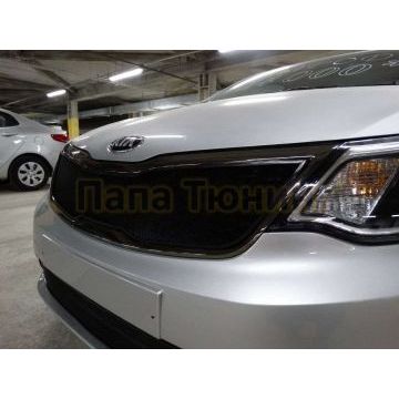 Защита радиатора черная верхняя РусСталь для Kia Rio 2015-2017