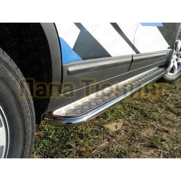 Пороги с площадкой алюминиевый лист 42 мм ТСС для Kia Sorento 2009-2012