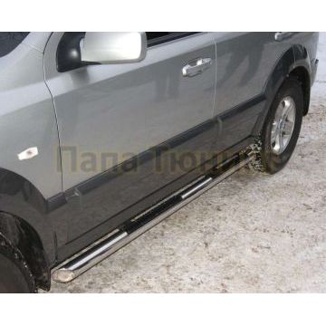 Пороги труба d76 с накладками вариант 1 РусСталь для Kia Sorento 2006-2009