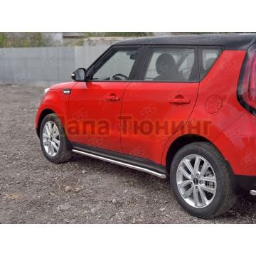 Пороги труба d42 вариант 1 РусСталь для Kia Soul 2016-2019