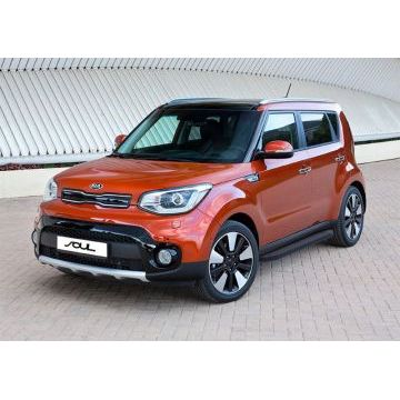 Пороги алюминиевые Rival Black-Premium для Kia Soul 2016-2019