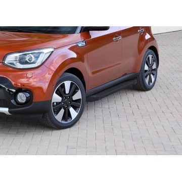 Пороги алюминиевые Rival Black Start для Kia Soul 2016-2019