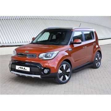 Пороги алюминиевые Rival Black Start для Kia Soul 2016-2019