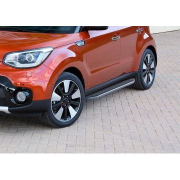 Пороги алюминиевые Rival Premium для Kia Soul 2016-2019