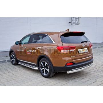 Пороги с площадкой алюминиевый лист 60 мм ALFeco для Kia Sorento Prime 2015-2017