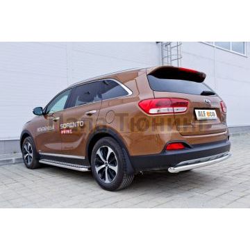 Пороги с площадкой алюминиевый лист 60 мм ALFeco для Kia Sorento Prime 2015-2017