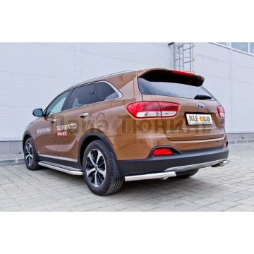Пороги с площадкой алюминиевый лист 60 мм ALFeco для Kia Sorento Prime 2015-2017