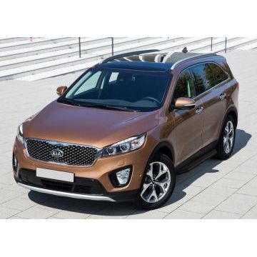 Пороги алюминиевые Rival Black-Premium для Kia Sorento Prime 2015-2017