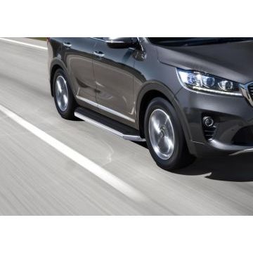 Пороги алюминиевые Rival Premium для Kia Sorento Prime 2018-